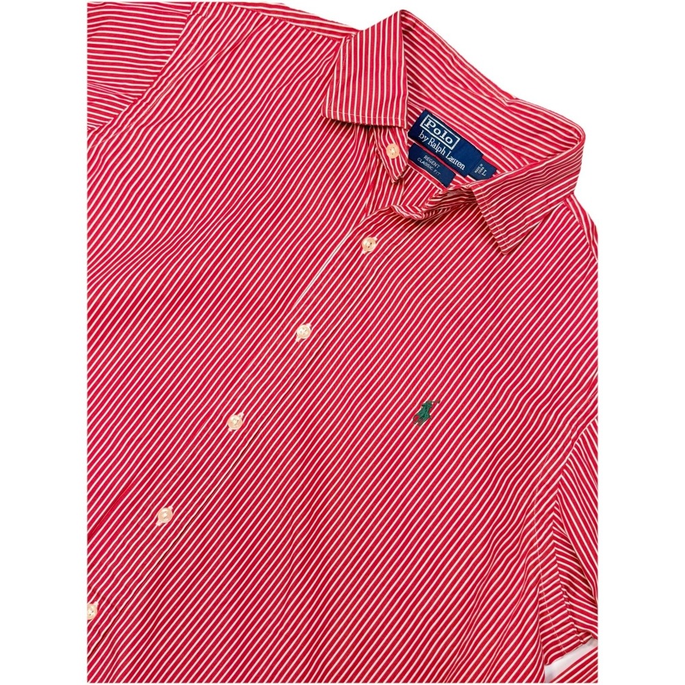 Polo Ralph Lauren Regent Classic Fit Red White Stripe Button Shirt Large